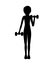 Silhouette with woman dumbbell hand