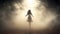 Silhouette Of A Woman Emerging From Thick White Fog