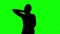 Silhouette of woman with hand on the neck on green screen