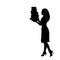 Silhouette woman holds books