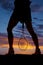 Silhouette woman legs tennis between