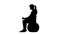 Silhouette of woman lifting dumbbells on exercise ball