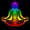 Silhouette of woman in meditation, energy body, aura, chakras