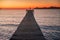 Silhouette a woman on pier at coast