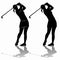 Silhouette of a woman playing golf, vector draw