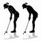 Silhouette of a woman playing golf, vector draw