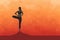 Silhouette of a woman practicing yoga, yoga background with free space for text, relaxation and tranquility