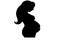 Silhouette of woman pregnant logo on white background