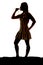 Silhouette woman referee whistle