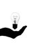 silhouette of a woman`s hand with an incandescent lamp, thought bulb, concept of idea