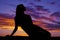 Silhouette woman sit twis look side