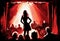 Silhouette of a woman on stage singing in front of a crowd of spectators in red tones picture. AI Generated