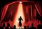 Silhouette of a woman on stage singing in front of a crowd of spectators in red tones picture. AI Generated