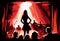 Silhouette of a woman on stage singing in front of a crowd of spectators in red tones picture. AI Generated