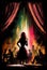 Silhouette of a woman on stage singing in front of a crowd of spectators in red tones picture. AI Generated