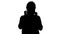 Silhouette Woman wearing face protection in prevention for coronavirus covid 19.