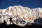 Silhouette women backpacker on the rock and Annapurna I Background 8,091m from Annapurna Basecamp ,Nepal.