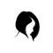 Silhouette, of a women with flat concept design. Hair style women concept design
