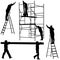 Silhouette worker climbing the ladder. Vector illustration