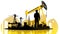 Silhouette of Worker at Oil Pump Rig Site