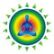 The silhouette of a yogi in an asana lotus in a green circle, symbolizing immunity.