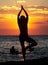 Silhouette of a yogi girl by the sea