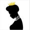 Silhouette of a young beautiful African woman with a crown