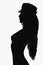 Silhouette of young body woman in hat