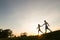 Silhouette of a young couple.