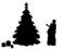 Silhouette young couple expecting baby. Expectations of the new year. Christmas holiday
