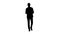 Silhouette Young handsome business man walking and talking to himself.