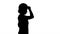 Silhouette Young happy attractive woman in construction uniform