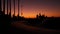 Silhouette of young jumping skateboarder riding longboard, summer sunset background. Venice Ocean Beach skatepark, Los