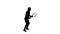 Silhouette Young man imitating tennis game.
