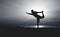 Silhouette of Young Man Practicing Yoga. Sunset on the Seacoast. Standing Bow Pose.