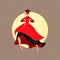 Silhouette of a young spanish girl in traditional dress dancing flamenco