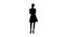 Silhouette Young strict businesswoman isolated standing waiting.