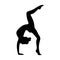 A silhouette of a young woman doing a wheel pose. Vector Illustration