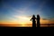 Silhouette young women on the beach