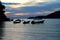 Silhouetted boats