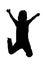 Silhouetted child jumping