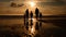 Silhouetted family captures a stunning moment at the beach