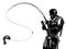 Silhouetted fisherman with a fishing rod illustration