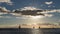 Silhouetted floating sailing boats at the sunset at Waikiki beach, Honolulu, Oahu island, Hawaii, USA