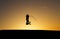 Silhouetted girl rope skipping in sunset