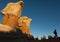 Silhouetted hiker