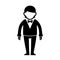 Silhouetted Man in Black Suit with Bow Tie. Vector