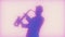 Silhouetted Man Energetically Playing Saxophone