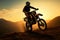 Silhouetted motocross bike defies gravity, embodying adventure and daring action