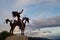 Silhouetted Native Sculpture in Osoyoos, British Columbia, Canada